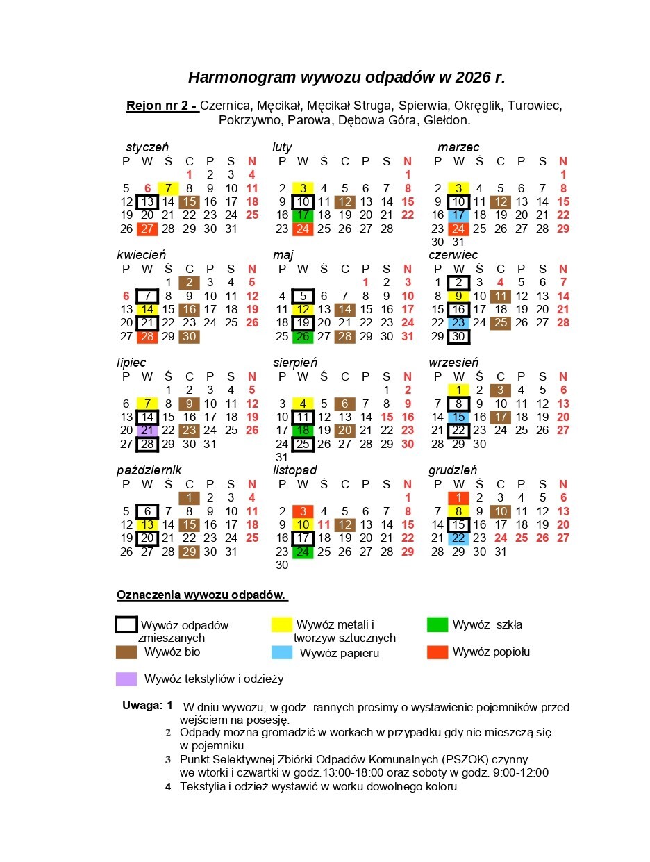 Rejon nr 2 - Czernica, Męcikał, Męcikał Struga, Spierwia, Okręglik, Turowiec, Pokrzywno, Parowa, Dębowa Góra, Giełdon.