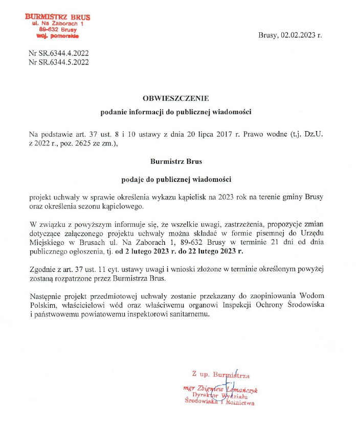 obwieszczenie kapieliska2023