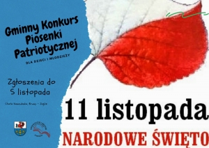 GMINNY KONKURS PIOSENKI PATRIOTYCZNEJ DLA DZIECI I MŁODZIEŻY Z OKAZJI OBCHODÓW ŚWIĘTA NIEPODLEGŁOŚCI - regulamin