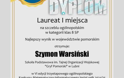 SP LUBNIA: Wyniki VI edycji Konkursu Matematyczno-Informatycznego InstaLogik 2024/2025