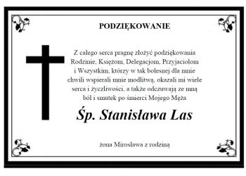 Podziękowanie za złożone kondolencje...